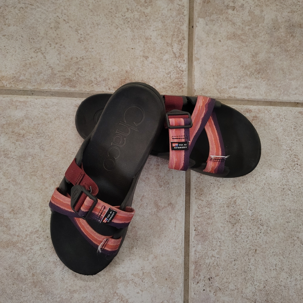 Chaco Black and Pink Sandals